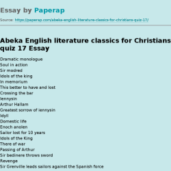 Abeka english literature test 1