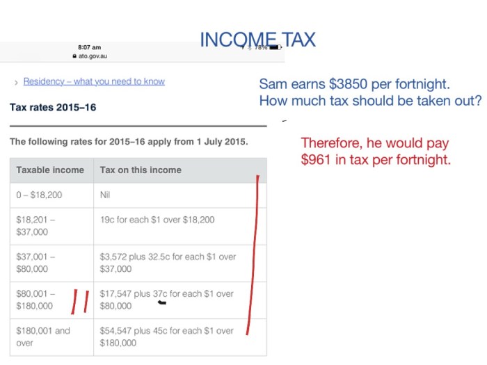 Math income tax brackets answer key