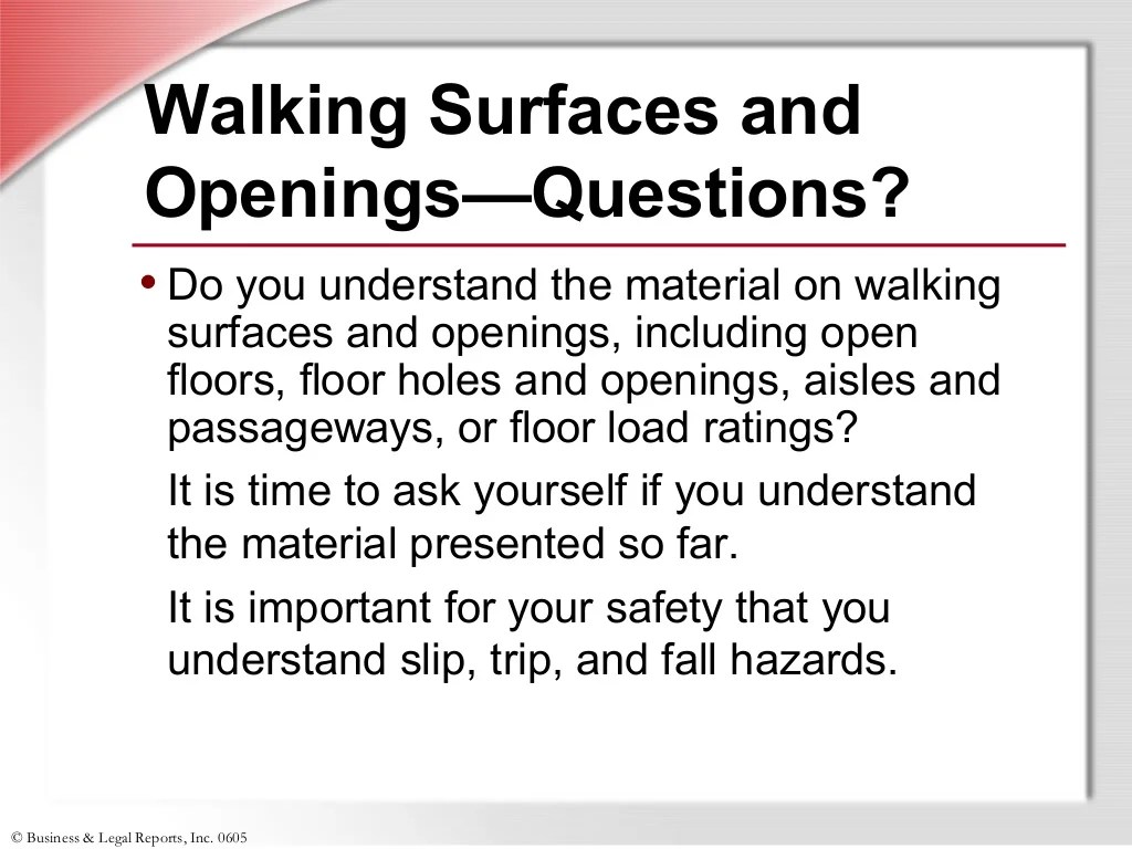 Slips trips and falls quiz answers