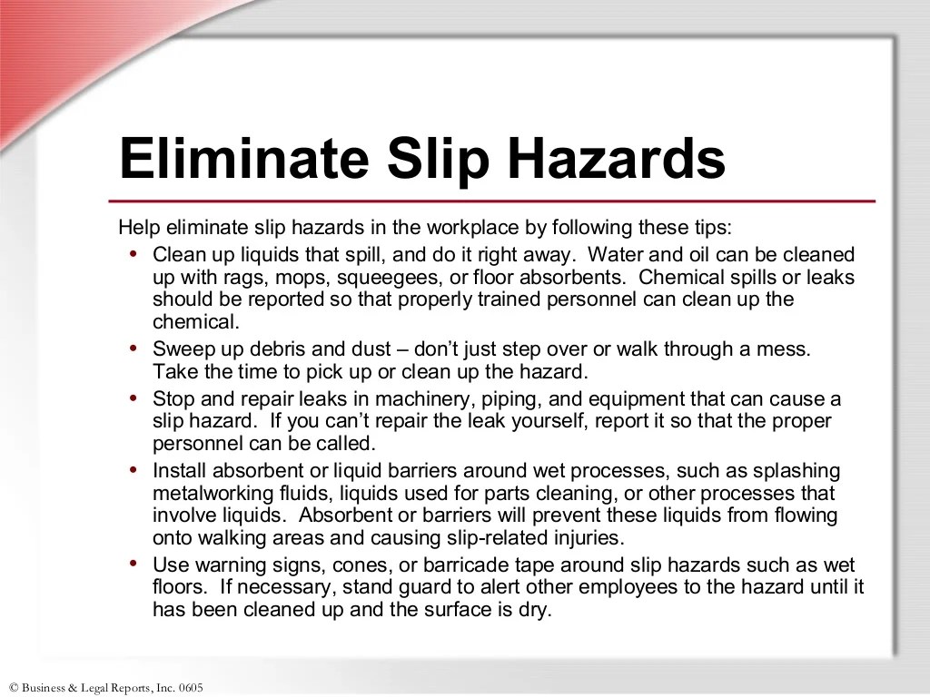 Slips trips and falls quiz answers