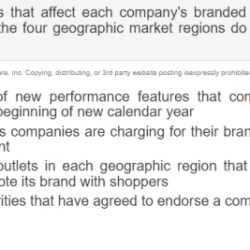 The 13 competitive factors that affect each company's branded footwear